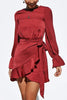 Ruffles Knot Long Sleeve Mini Dress