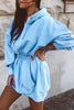 Zipper Drawstring Hooded Mini Dress