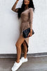 Split Long Sleeve Elastic Waist Dress