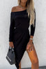 Split Long Sleeve Elastic Waist Dress
