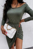 Split Long Sleeve Elastic Waist Dress