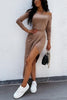 Split Long Sleeve Elastic Waist Dress