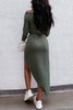Split Long Sleeve Elastic Waist Dress