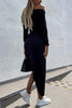 Split Long Sleeve Elastic Waist Dress