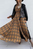 Emprie Waist Plaid Long Sleeve Maxi Dress
