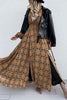 Emprie Waist Plaid Long Sleeve Maxi Dress
