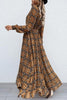 Emprie Waist Plaid Long Sleeve Maxi Dress