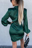 Satin Puff Sleeve Ruched Mini Dress