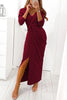 Twist V Necl Slit Maxi Dress
