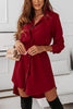 Button Long Sleeve Shirt Mini Dress With Belt