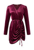 Velvet Drawstring Puff Sleeve Dress