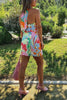 Print Halter Neck Backless Mini Dress