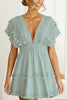 Lace Hem V Neck Backless Mini Dress