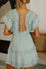 Lace Hem V Neck Backless Mini Dress