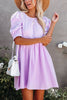 O Neck Puff Sleeve Swing Dress