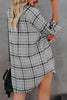 Plaid Pockets Button Up Shirt Dress