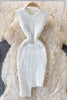 Irregular Raw Eage Sweater Mini Dress