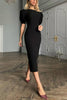 Puff Sleeve O Neck Sheath Dress