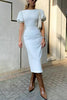 Puff Sleeve O Neck Sheath Dress