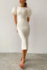 Puff Sleeve O Neck Sheath Dress