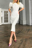 Puff Sleeve O Neck Sheath Dress