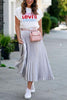 Metallic Pleated Maxi Skirts