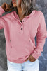 Solid Button Drawstring Hoodie
