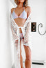 Knitted Pierced Solid Color Beach Coat