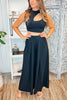 Hollow Out Solid Wide Leg Two Piece Sets