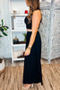 Hollow Out Solid Wide Leg Two Piece Sets