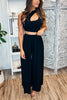 Hollow Out Solid Wide Leg Two Piece Sets