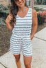 Pockets Drawstring Stripe Romper