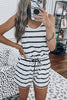 Pockets Drawstring Stripe Romper