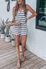 Pockets Drawstring Stripe Romper