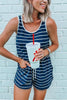 Pockets Drawstring Stripe Romper