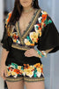 Print V Neck Bat Romper