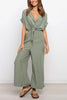 V Neck Knot Waist Jumpsuits