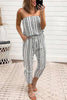 Strapless Stripe Drawstring Jumpsuits