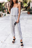 Strapless Stripe Drawstring Jumpsuits