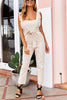 Ruffles Sqaure Neck Bleted Jumpsuits