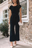Tie Waist Short Sleeve Jumpsuits