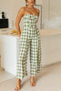 Plaid Wide Leg Slip Jumpsuits