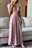 V Neck Puff Sleeve Belted Jumpsuit