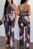 Print Halter Backless Crop Pants Set