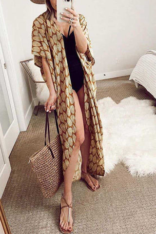 Leaf Belted Kimono Cardigan