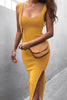 Square Neck Sleeveless Slit Dress