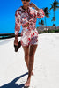 Print Tie Blouse Short Set