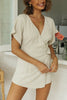 V Neckline Faux Wrap Romper