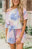 Tie Dye Short Sleeve Drawstring Short Set