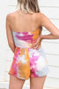 Tie Dye Pockets Strapless Romper